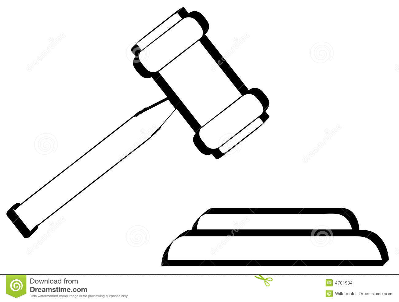 Outline Of Gavel   Hammer Of Judge Or Auctioneer   Vector 