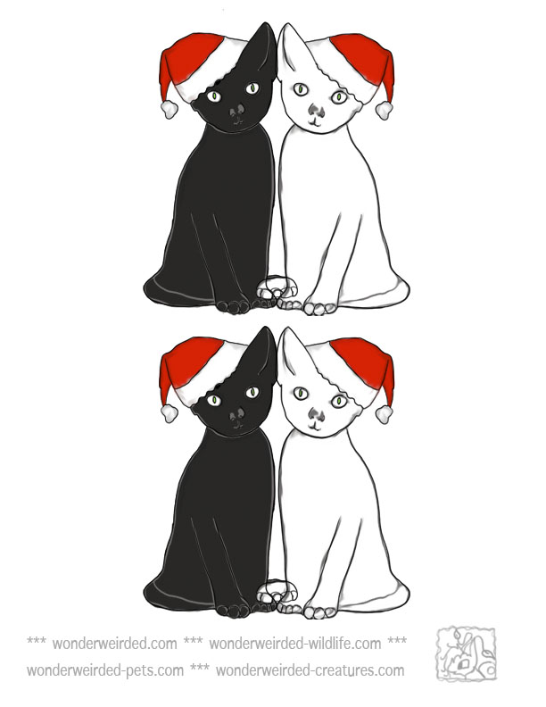 Printable Christmas Ornament Cartoon Black And White Cats At Www