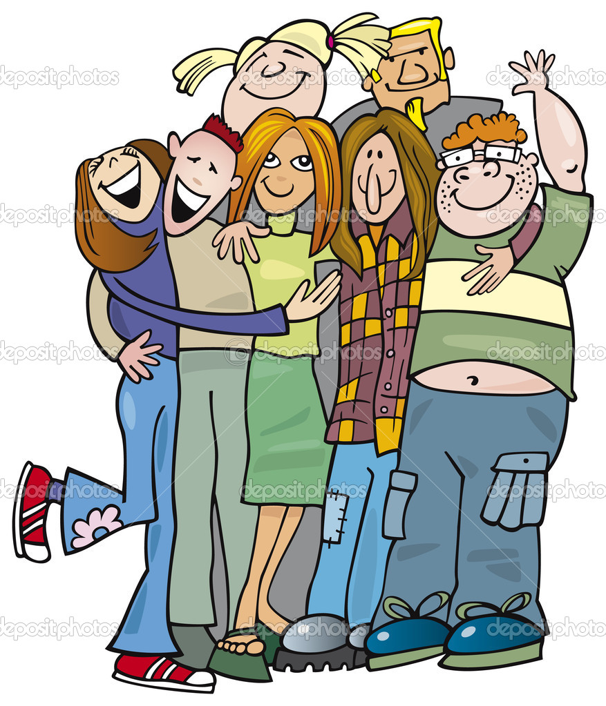 School Teens Group Giving Hug   Stock Vector   Izakowski  3687224