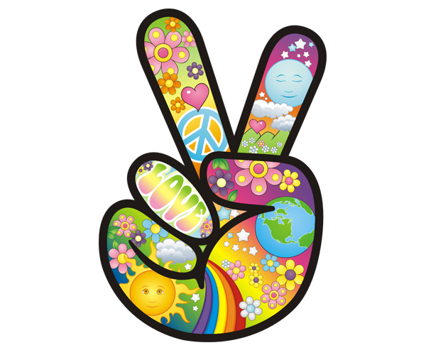 Sticker Hand Symbol 60s Hippie Hippy Love Flower Power Vinyl Decal C