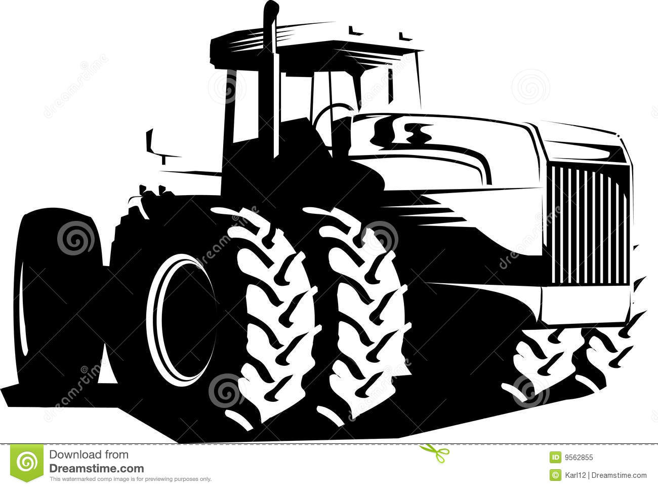 Wheeled Tractor Black And White Royalty Free Stock Photo   Image