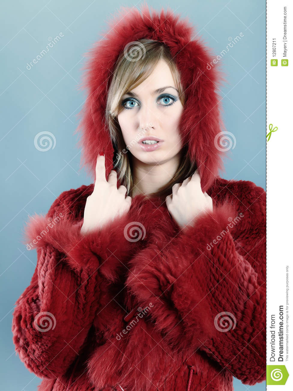 Woman In Fur Winter Coat Stock Image   Image  12807211