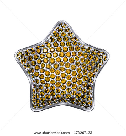 3d Yellow Crystal Star Clip Art Isolated On White Background Stock