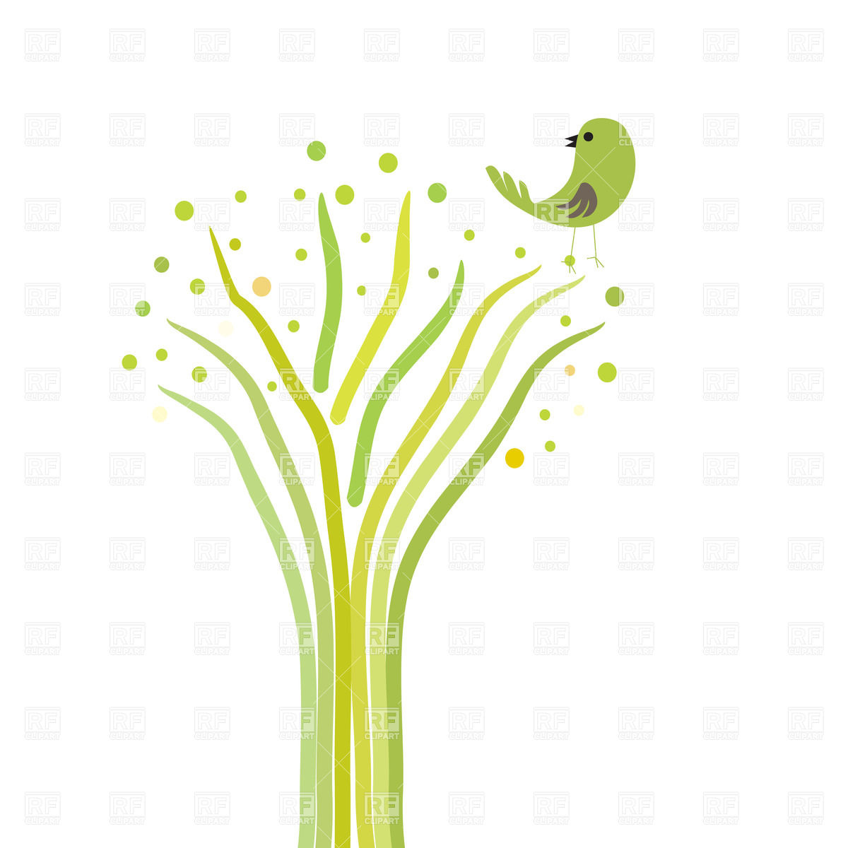 Abstract Stylized Spring Tree And Birds 21491 Download Royalty Free