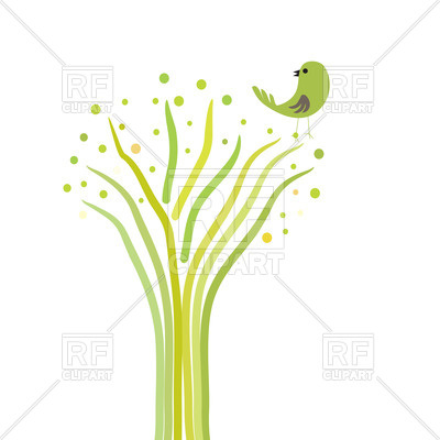 Abstract Stylized Spring Tree And Birds Download Royalty Free Vector    