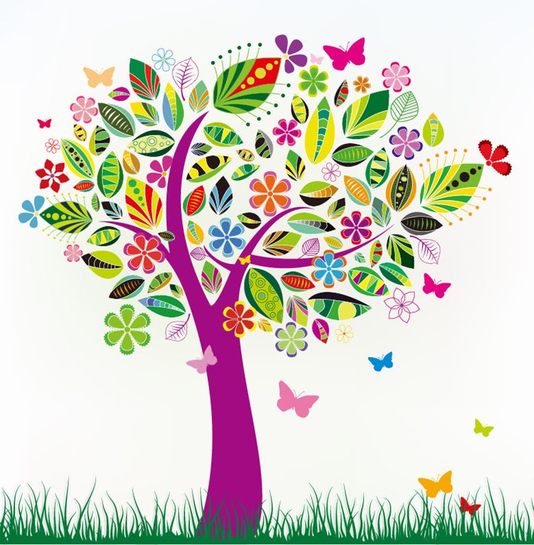 Abstract Tree With Flower Patterns   Free Vector Graphics   All Free