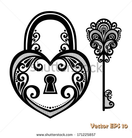 Antique Key With Heart Clip Art Vector Vintage Lock With A Key