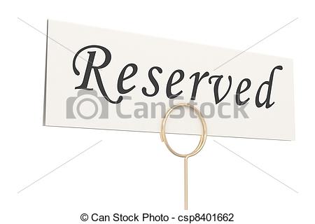 Art Of Reserved Sign On White Background Csp8401662   Search Clipart