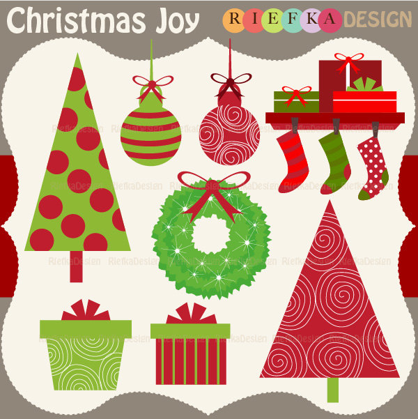 Christmas Joy Digital Clipart Christmas Ornament Clip By Riefka