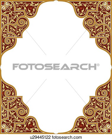 Clipart   Burgundy And Gold Fancy Frame  Fotosearch   Search Clip Art