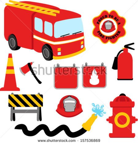 Collection Of Firefighter   Fireman Symbols   Stock Vector