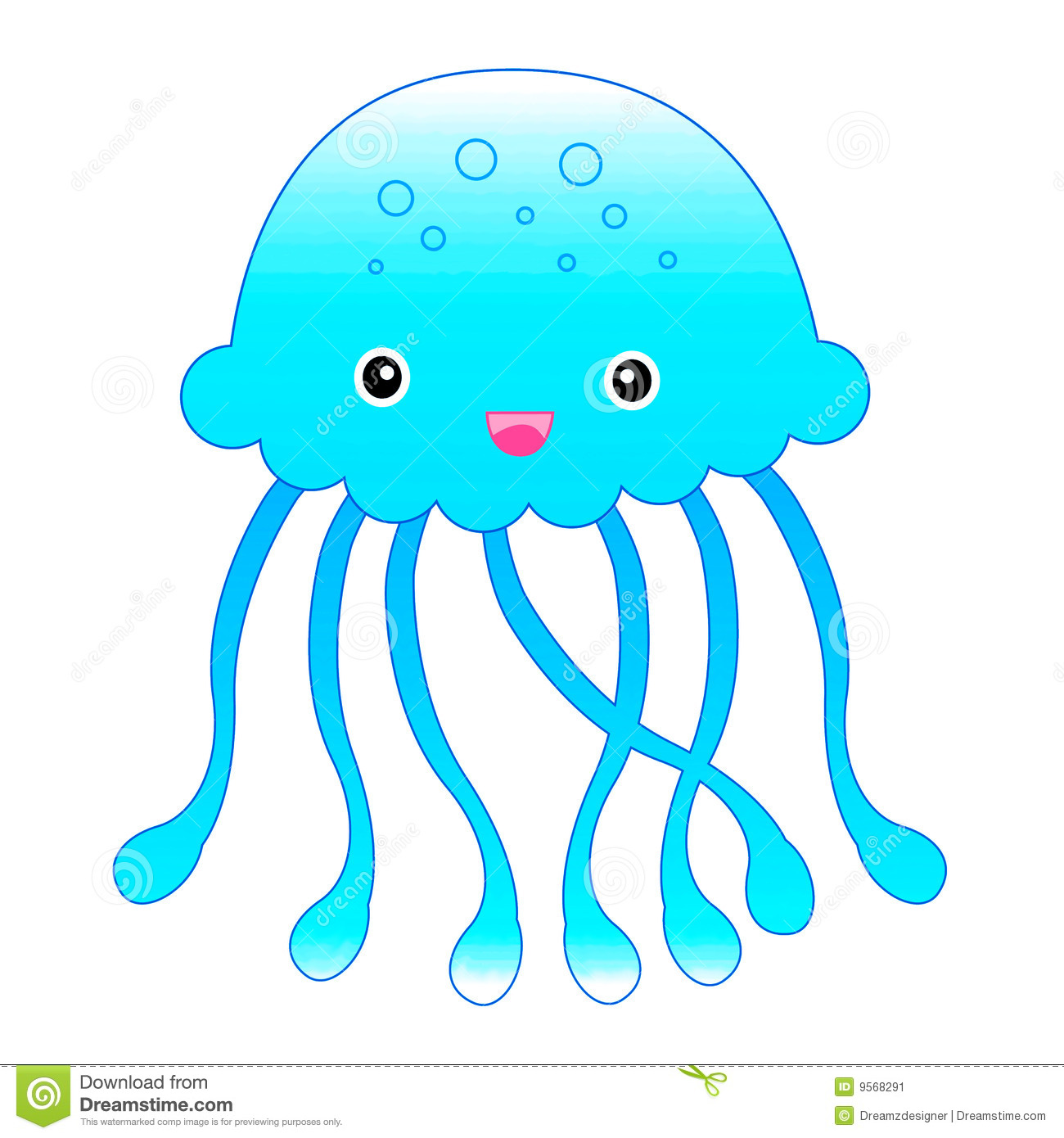Cute Little Jellyfish Illustration Isolated On White Background
