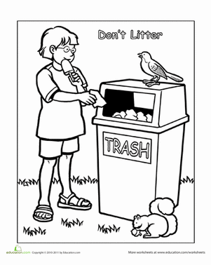 Do Not Litter In School Colouring Pages