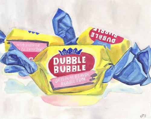 Dubble Bubble Gum Candy Watercolor Art Print 8x10 Wall Art Candy    