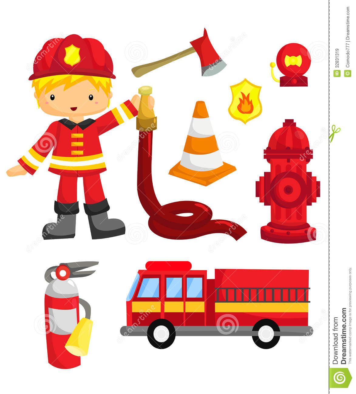 Fireman Vector Set Royalty Free Stock Images   Image  32831319