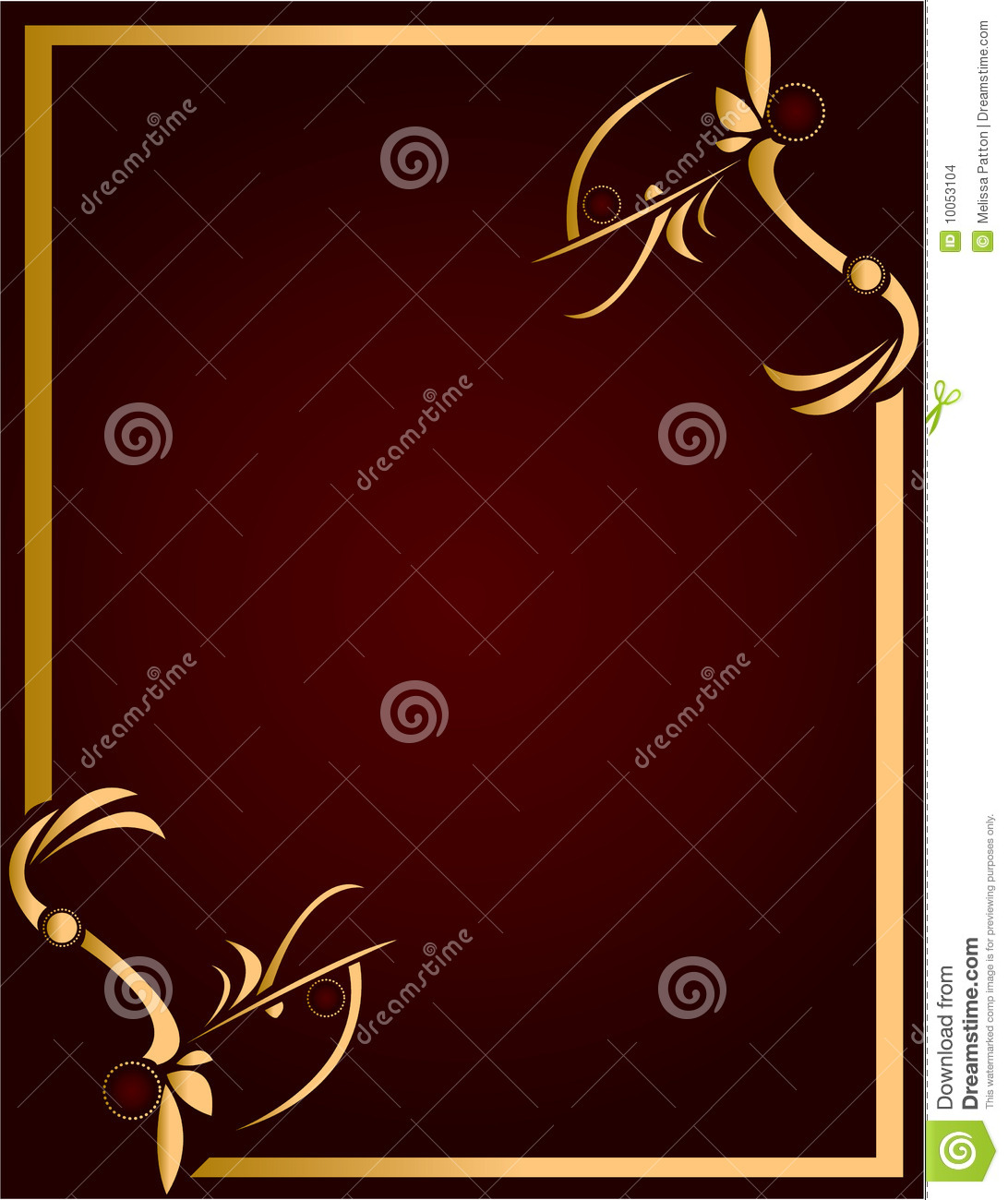 Gold Abstract Design On A Burgundy Background With Space For Copy