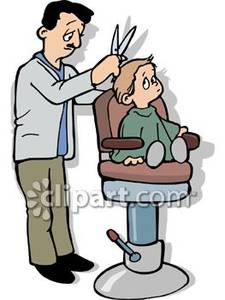 His First Hair Cut At The Barber   Royalty Free Clipart Picture