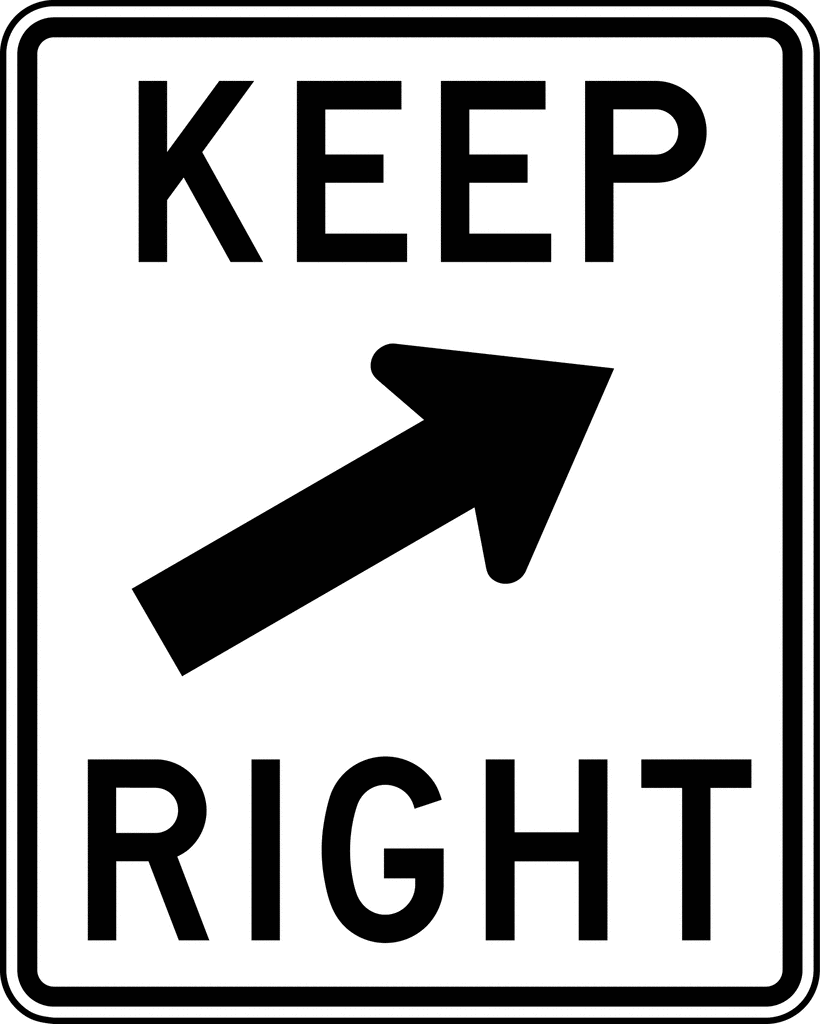 Keep Right Black And White   Clipart Etc