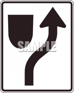 Keep Right Of Traffic Island Sign   Royalty Free Clipart Picture