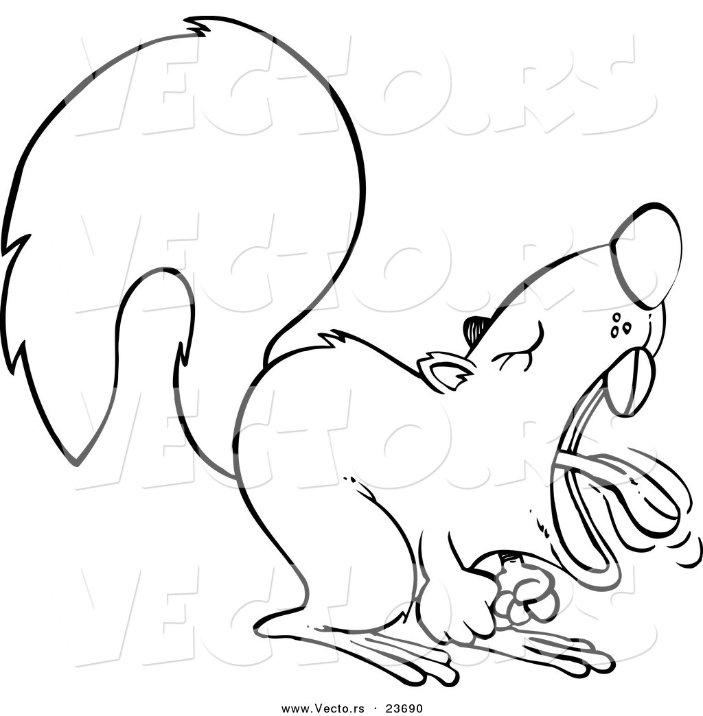 Larger Preview  Vector Of A Cartoon Screaming Squirrel   Coloring Page