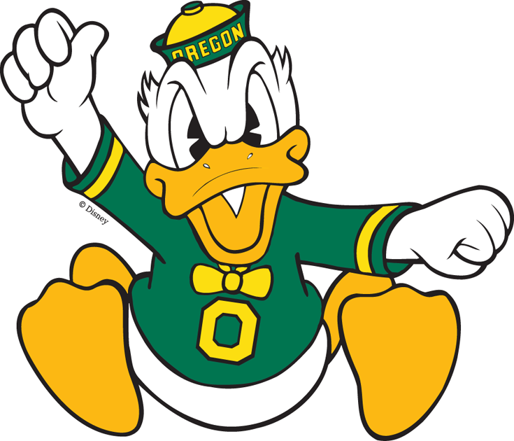 Oregon Ducks Alternate Logo  1999    Donald Duck With Green Shirt With