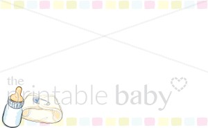 Pastel Border With Bottle And Diaper   Baby Shower Borders