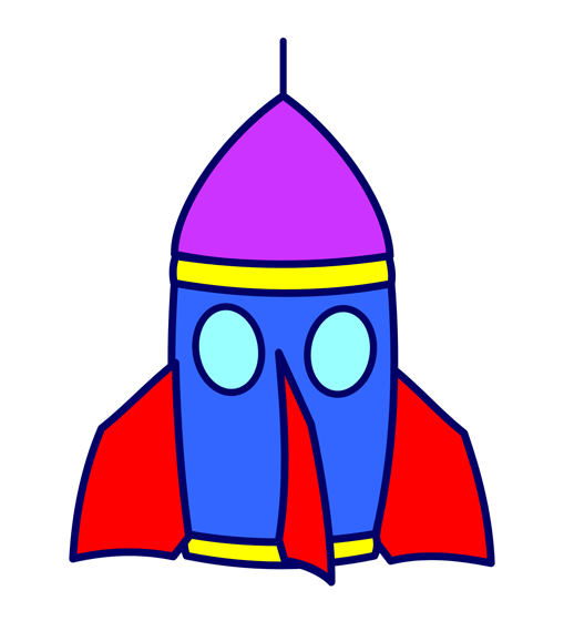 Red Blue And Purple Rocketship   Free Clip Art
