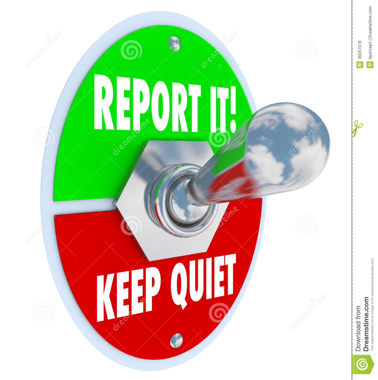 Report It Vs Keep Quiet Toggle Switch Right Choice Royalty Free Stock