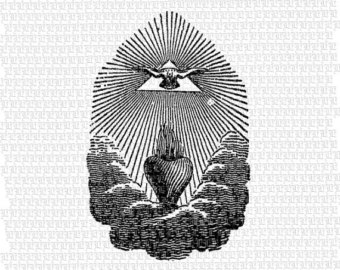 Sacred Heart Symbolic Religious Pic Ture Vintage Clip Art Illustration