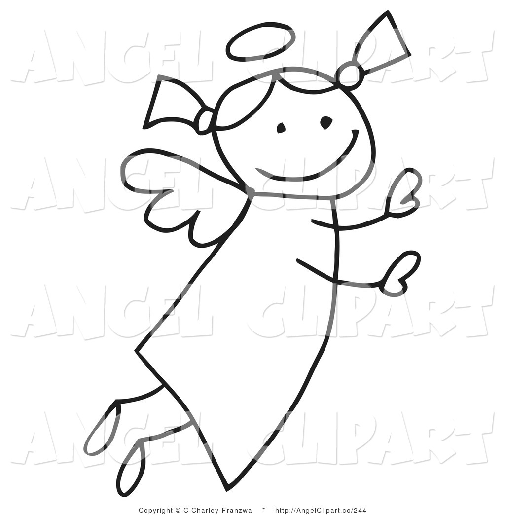 Stick Figure Angel With A Halo And Pig Tails By C Charley Franzwa