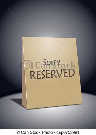 Stock Illustration   Sorry Reserved Sign   Stock Illustration Royalty
