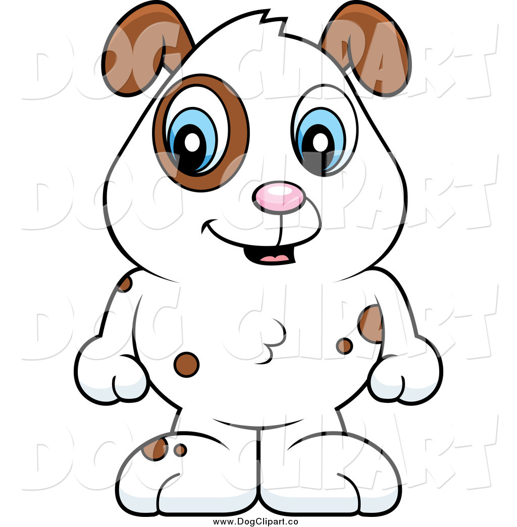 Vector Cartoon Clip Art Of A Baby Dog With Brown Spots And A White