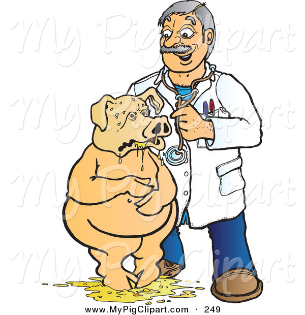 Veterinarian Assisting A Pig After Puking Pig Clip Art Snowy