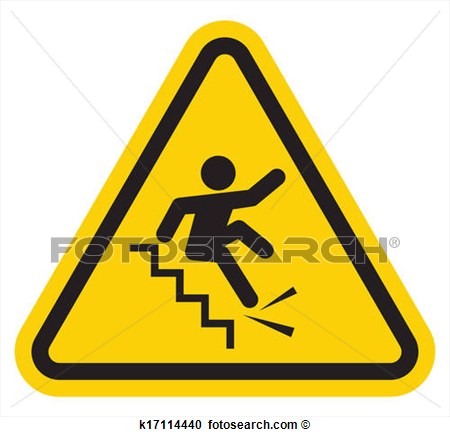   Warning Falling Off The Stairs Sign  Fotosearch   Search Clip Art    