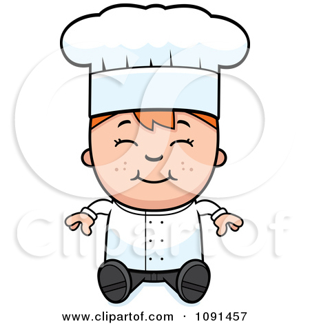 Clipart Happy Chef Boy Sitting   Royalty Free Vector Illustration By