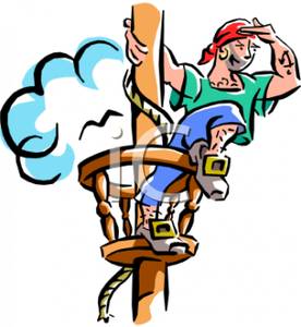 Clipart Picture  A Pirate In The Crow S Nest Looking Into The Distance