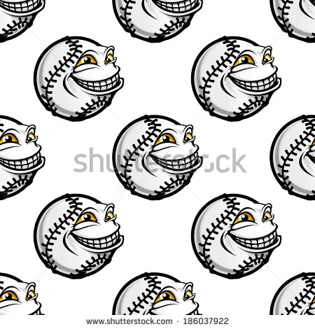Funny Cartoon Baseball Ball With A Goofy Face And Toothy Grin And
