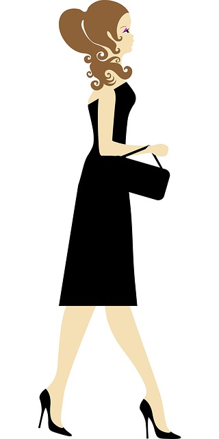 Girl Female Woman Lady Dress Black Clip Art