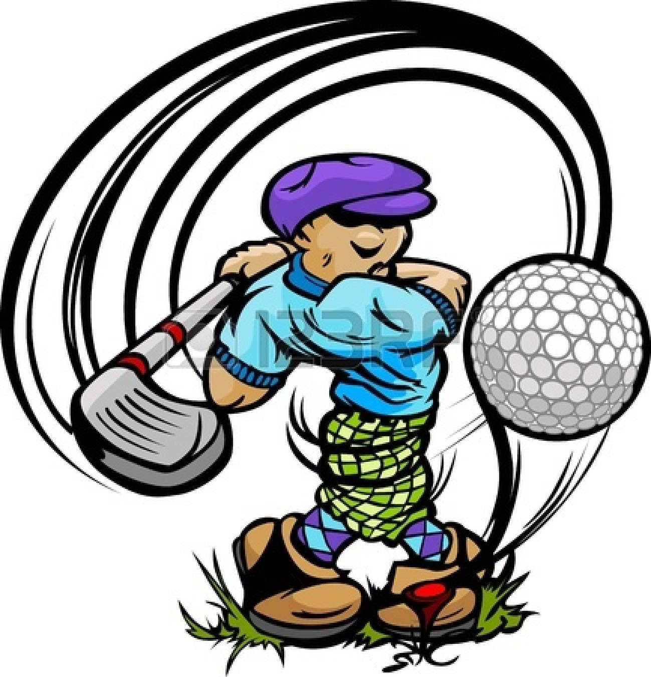Golf Ball On Tee With Grass Clip Art 17361473 Cartoon Golf Player