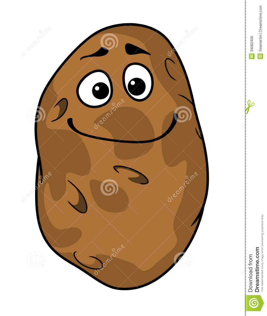 Goofy Cartoon Farm Fresh Potato With A Silly Grin And Squinting Eyes    