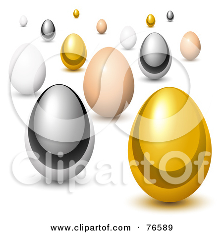 Group Of Gold Chrome Brown And White Chicken Eggs By Oligo
