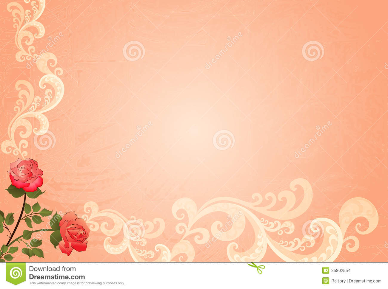 Grungy Background Peach Color With Roses Stock Images   Image