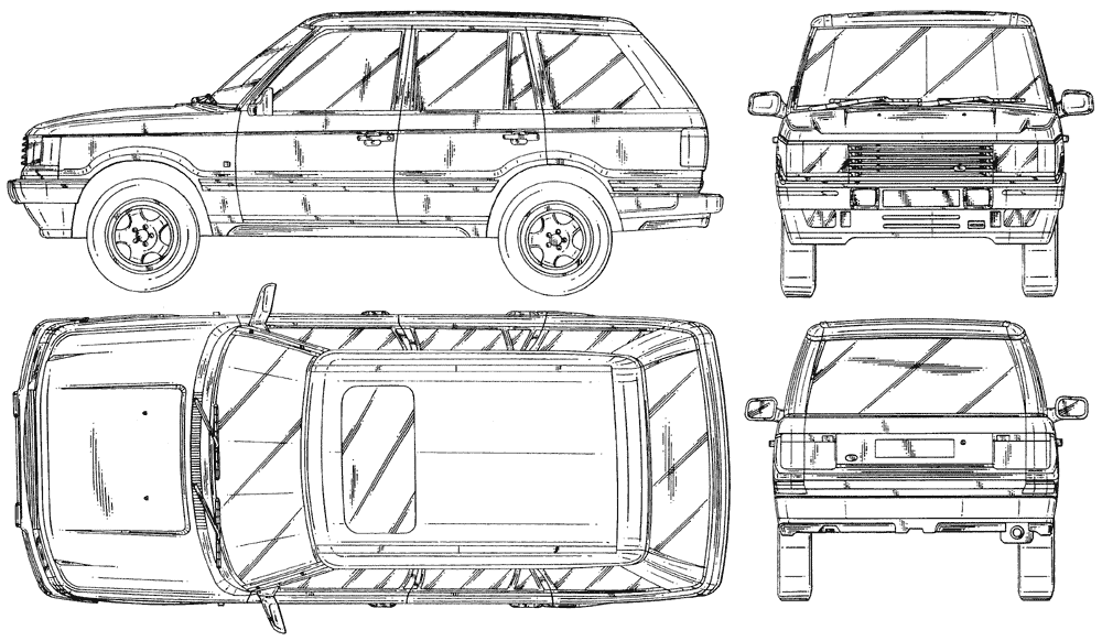   Land Rover Range Rover Blueprints Vector Drawings Clipart    