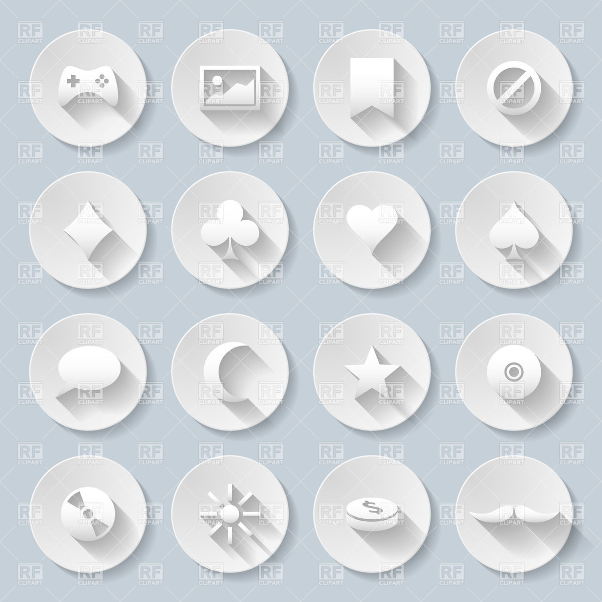 Multimedia And Games Paper Style Icons For Interface Download Royalty    