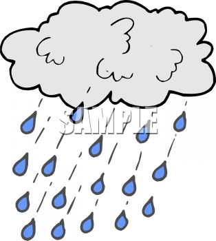 Puffy Rain Cloud With Raindrops Coming Down   Royalty Free Clipart    