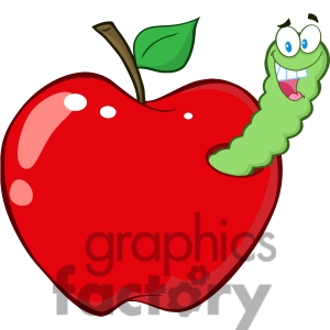 Apple Character Mascot Holding A Fish On Fishing Pole Clipart Picture