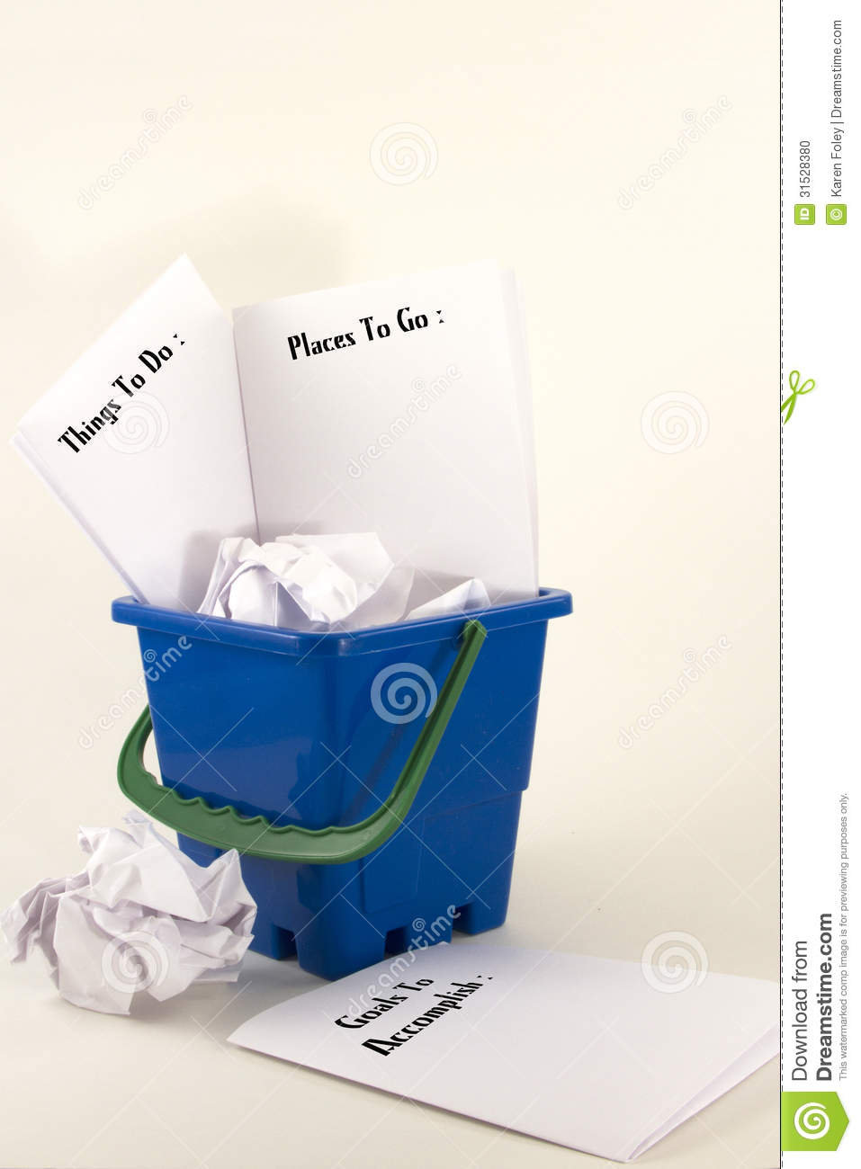 Bucket Filled With Wadded Up Paper And Sheets Listing Things To Do    