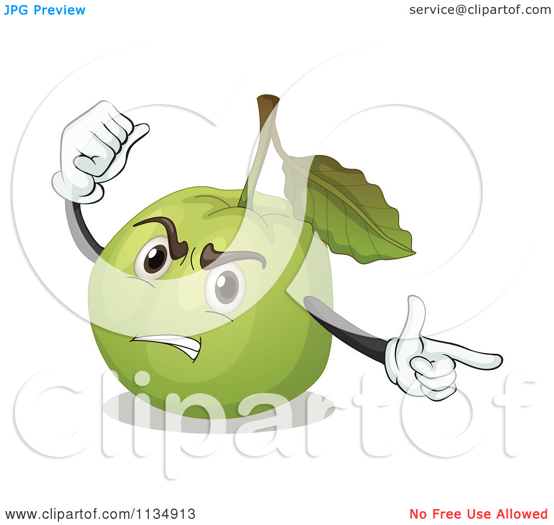 Cartoon Of A Mad Pointing Guava   Royalty Free Vector Clipart By