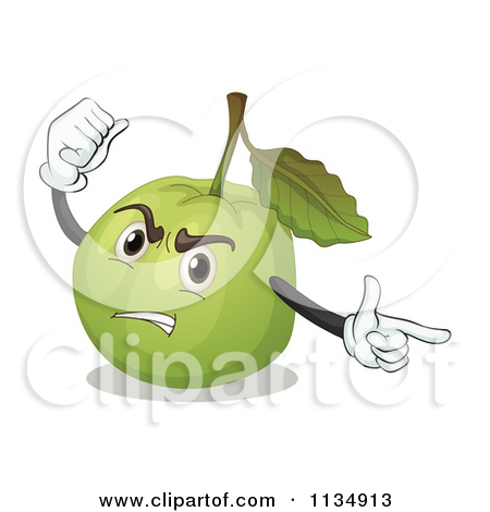 Cartoon Of A Mad Pointing Guava   Royalty Free Vector Clipart By