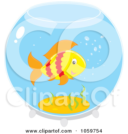 Clip Art Illustration Of A Happy Pet Fish In A Bowl By Alex Bannykh